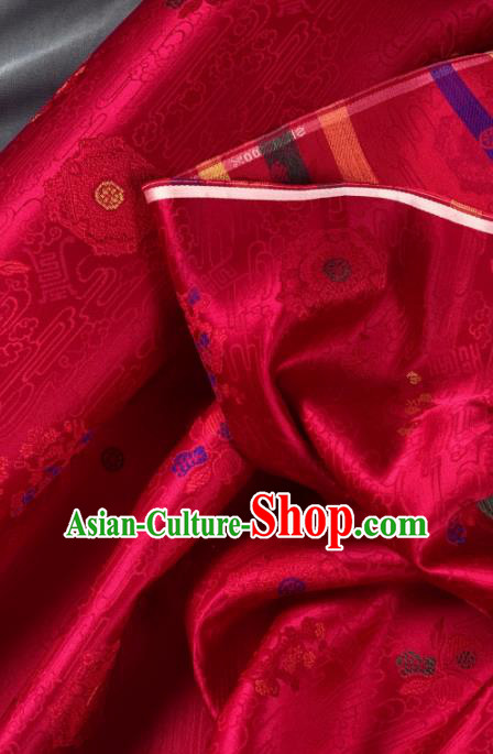 Chinese Classical Pattern Design Red Silk Fabric Asian Traditional Hanfu Brocade Material