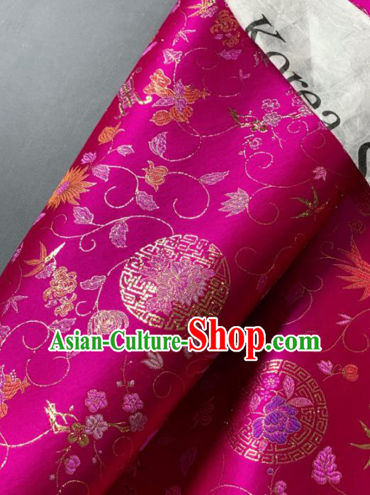 Chinese Classical Twine Chrysanthemum Pattern Design Rosy Silk Fabric Asian Traditional Hanfu Brocade Material