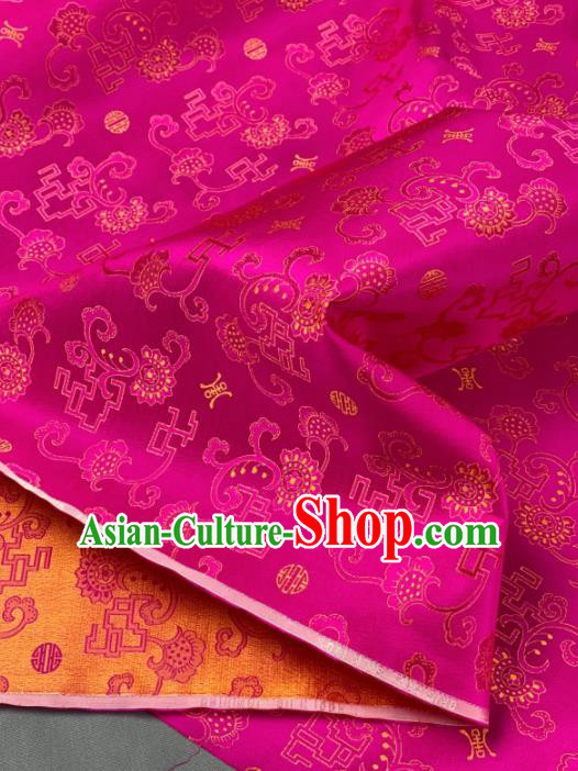 Chinese Classical Pattern Design Rosy Silk Fabric Asian Traditional Hanfu Brocade Material