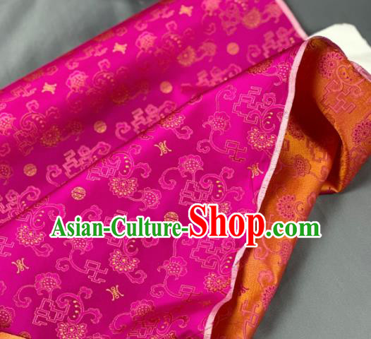 Chinese Classical Pattern Design Rosy Silk Fabric Asian Traditional Hanfu Brocade Material