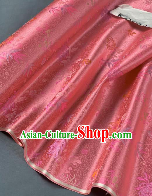 Chinese Classical Chrysanthemum Pattern Design Pink Silk Fabric Asian Traditional Hanfu Brocade Material