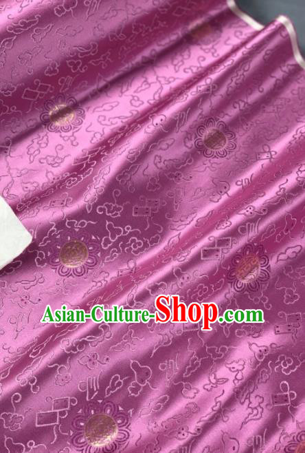 Chinese Classical Clouds Pattern Design Lilac Silk Fabric Asian Traditional Hanfu Brocade Material