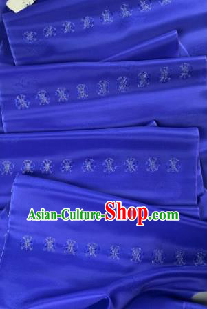 Chinese Classical Embroidered Pattern Design Royalblue Silk Fabric Asian Traditional Hanfu Material