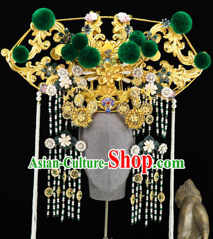 Traditional Chinese Qing Dynasty Phoenix Coronet Hairpins Headdress Ancient Empress Hair Accessories for Women