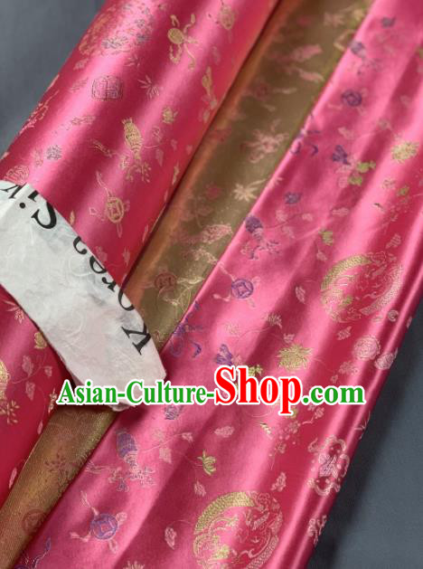 Asian Chinese Traditional Crane Pattern Design Rosy Brocade Fabric Silk Fabric Tapestry Satin