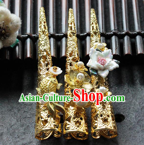 Traditional Chinese Qing Dynasty Nail Wraps Ancient Court Queen Handmade Finger Accessories for Women