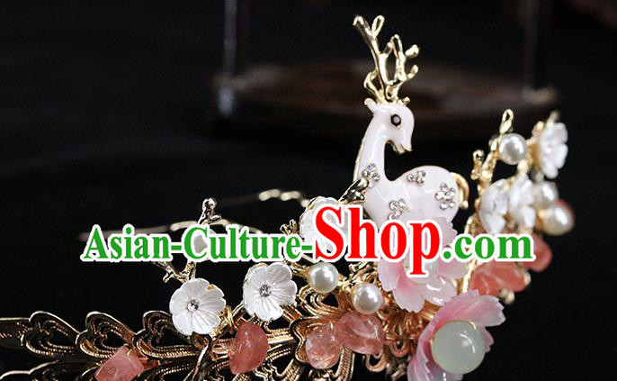 Traditional Chinese Handmade Deer Hairpins Headdress Ancient Hanfu Hair Accessories for Women