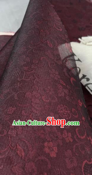 Chinese Traditional Classical Pattern Design Purplish Red Silk Fabric Asian Hanfu Material
