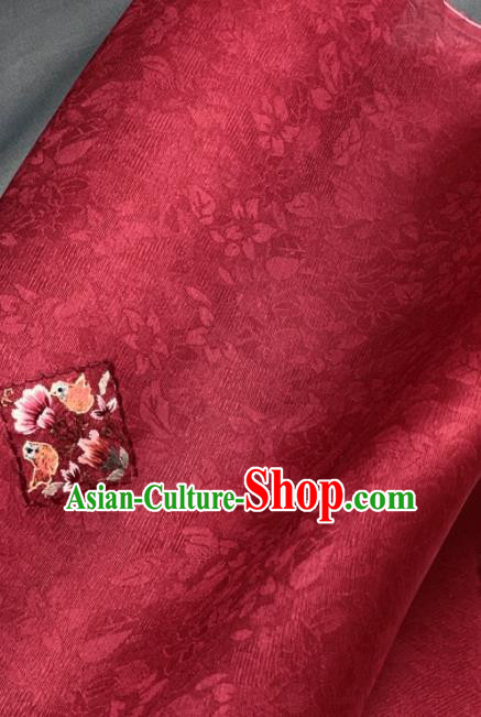 Chinese Traditional Classical Embroidered Birds Pattern Design Red Silk Fabric Asian Hanfu Material