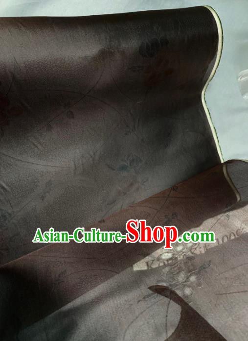 Chinese Traditional Classical Pattern Design Deep Brown Silk Fabric Asian Hanfu Material