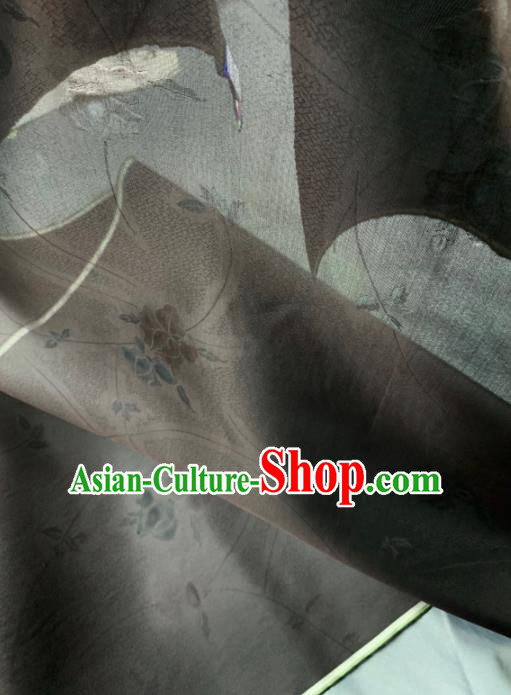 Chinese Traditional Classical Pattern Design Deep Brown Silk Fabric Asian Hanfu Material