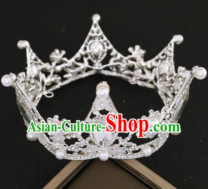 Top Grade Princess Royal Crown Handmade Baroque Bride Hair Accessories for Women