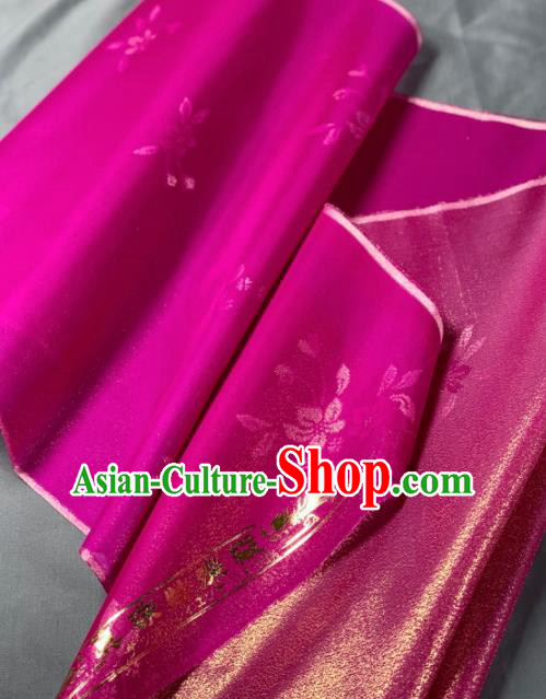 Chinese Traditional Classical Flowers Pattern Design Rosy Silk Fabric Asian Hanfu Material