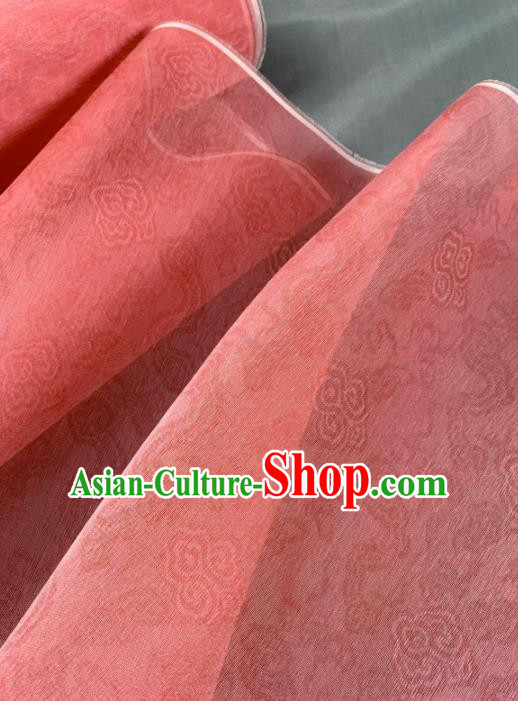 Chinese Traditional Classical Clouds Pattern Design Peach Pink Silk Fabric Asian Hanfu Material