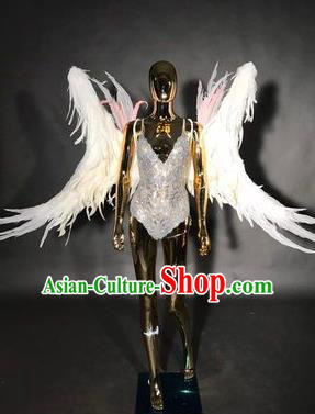 Top Catwalks Deluxe Miami White Feather Wings Stage Show Brazilian Carnival Costume for Women