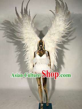 Top Miami Catwalks Deluxe White Feather Wings Stage Show Brazilian Carnival Costume for Women