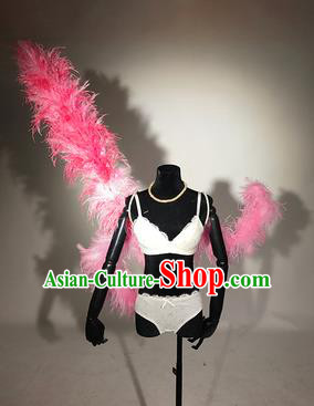 Top Catwalks Deluxe Miami Pink Feather Wings Stage Show Brazilian Carnival Costume for Women