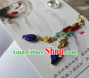 Traditional Chinese Handmade Cloisonne Leaf Earrings Ancient Hanfu Ear Accessories for Women