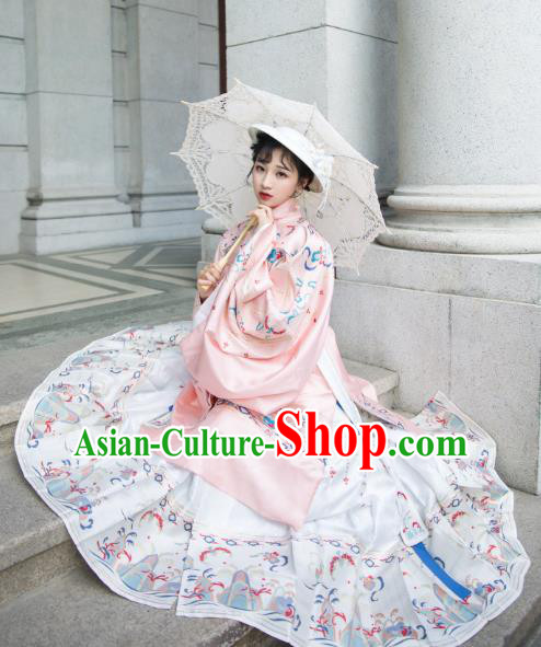 Chinese Traditional Ming Dynasty Dame Blouse and Skirt Ancient Royal Infanta Historical Costumes for Women