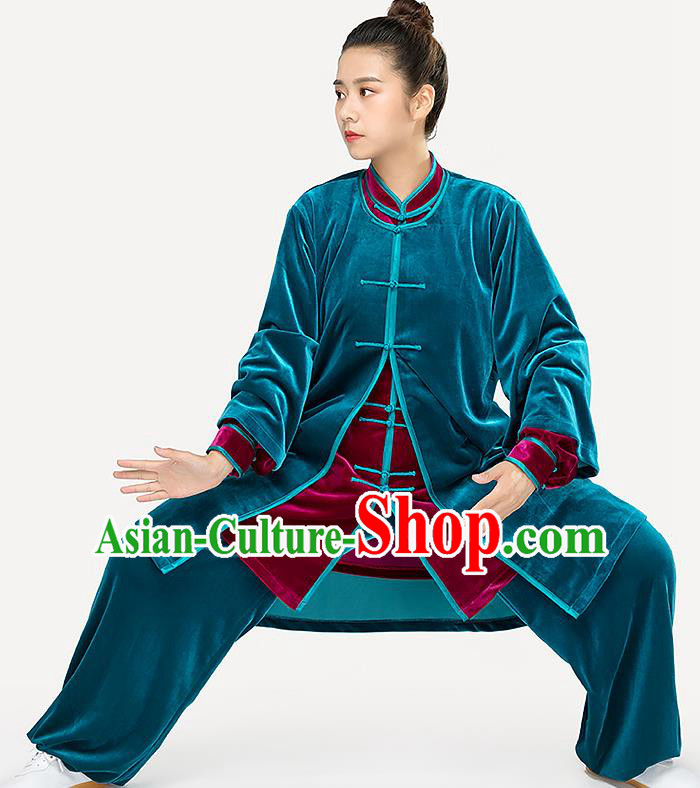 Traditional Chinese Tai Chi Competition Pleuche Outfits Martial Arts Stage Performance Costumes for Women