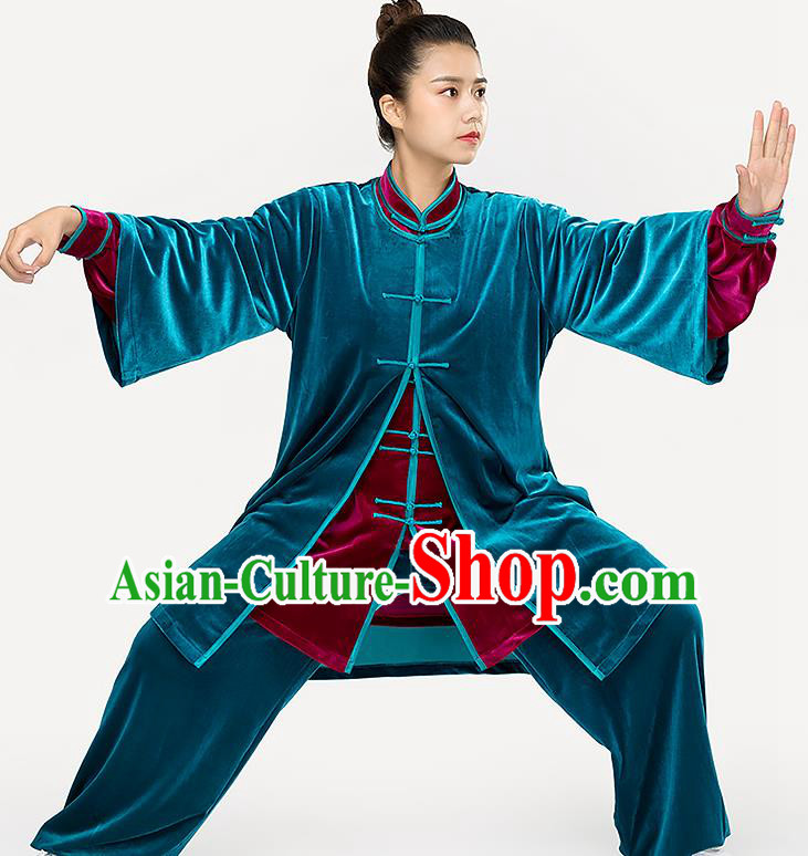 Traditional Chinese Tai Chi Competition Pleuche Outfits Martial Arts Stage Performance Costumes for Women