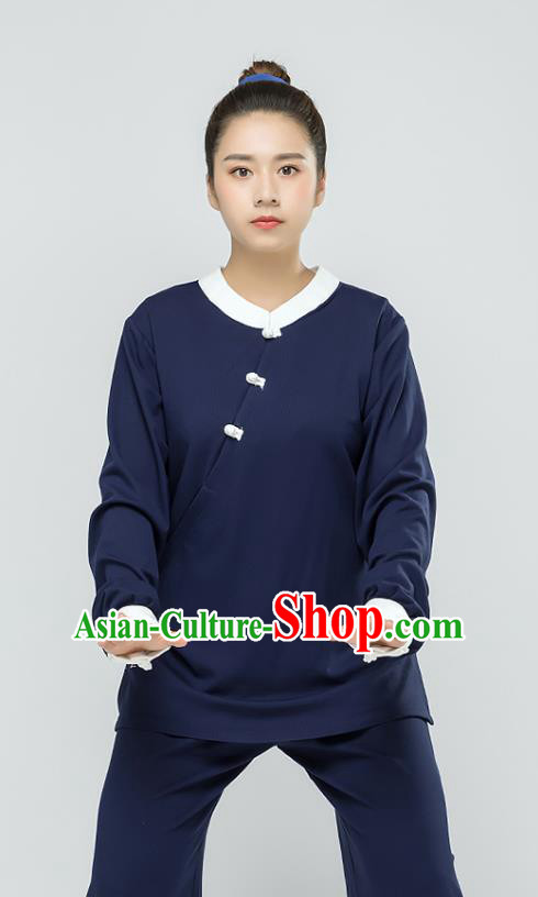 Traditional Chinese Tai Chi Kung Fu Navy Outfits Martial Arts Stage Performance Costumes for Women