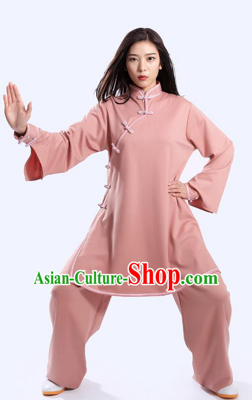 Top Tai Chi Kung Fu Competition Deep Pink Outfits Chinese Traditional Martial Arts Costumes for Women