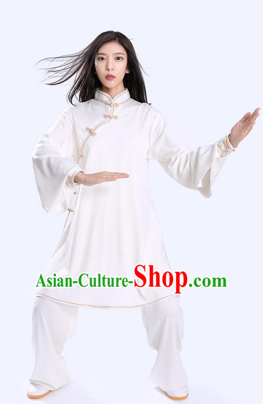 Top Tai Chi Kung Fu Competition White Outfits Chinese Traditional Martial Arts Costumes for Women