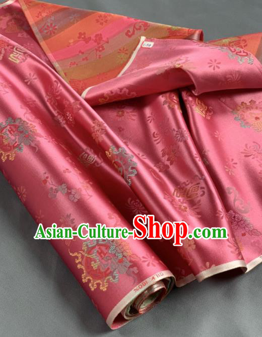 Chinese Classical Chrysanthemum Pattern Design Peach Pink Silk Fabric Asian Traditional Hanfu Brocade Material