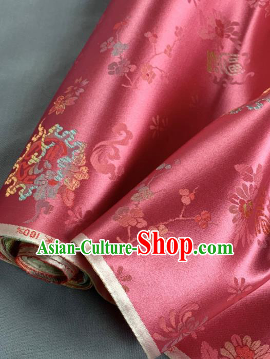Chinese Classical Chrysanthemum Pattern Design Peach Pink Silk Fabric Asian Traditional Hanfu Brocade Material