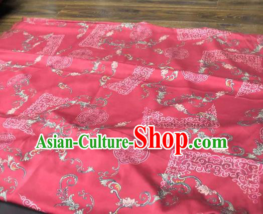 Chinese Traditional Design Pattern Red Silk Fabric Cheongsam Gambiered Guangdong Gauze Drapery