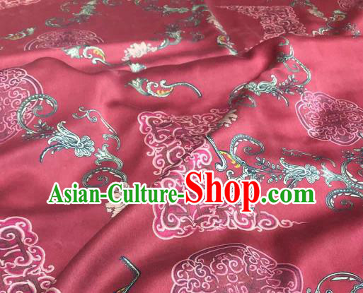 Chinese Traditional Design Pattern Red Silk Fabric Cheongsam Gambiered Guangdong Gauze Drapery