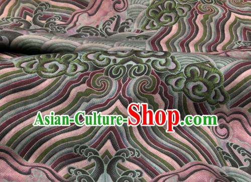 Chinese Traditional Wave Design Pattern Green Silk Fabric Cheongsam Gambiered Guangdong Gauze Drapery