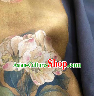 Chinese Traditional Peony Design Pattern Ginger Silk Fabric Cheongsam Gambiered Guangdong Gauze Drapery