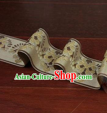 Chinese Traditional Embroidered Yellow Band Decorative Border Collar Accessories