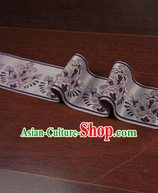 Chinese Traditional Embroidered Purple Band Decorative Border Collar Accessories