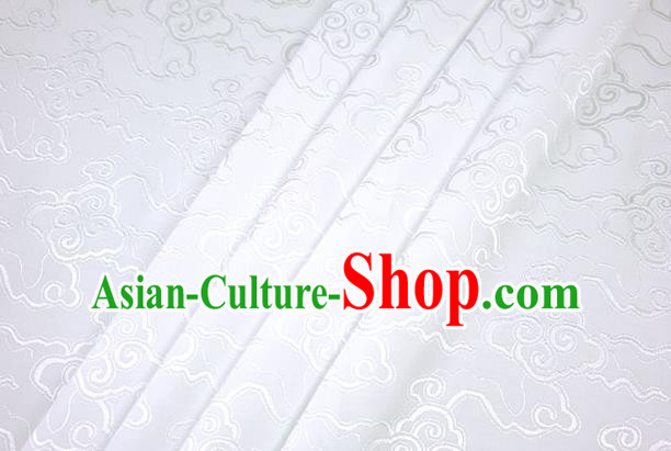 Chinese Traditional Cloud Pattern Design White Brocade Fabric Hanfu Dress Satin Drapery