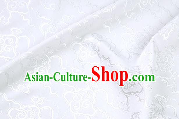 Chinese Traditional Cloud Pattern Design White Brocade Fabric Hanfu Dress Satin Drapery
