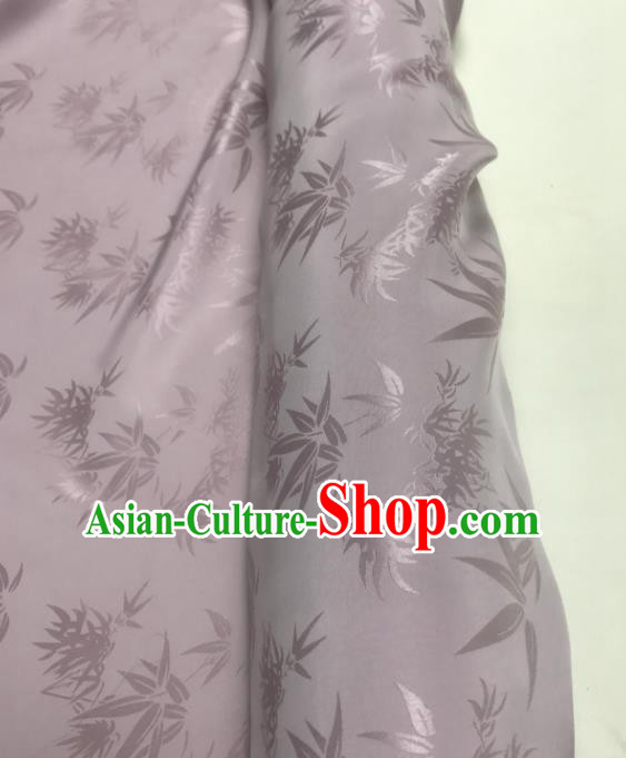Chinese Traditional Bamboo Leaf Design Pattern Lilac Silk Fabric Cheongsam Mulberry Silk Drapery