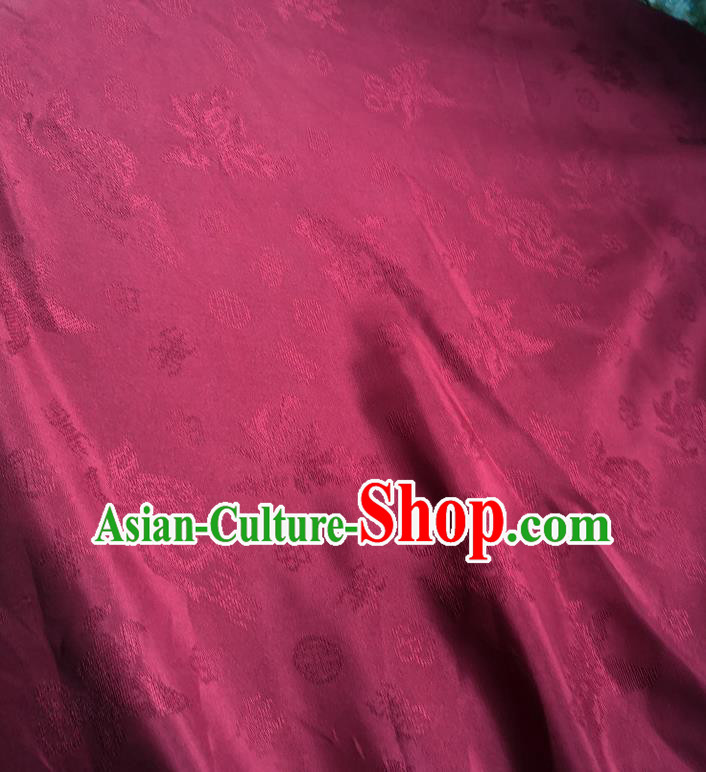 Chinese Traditional Jacquard Design Pattern Wine Red Silk Fabric Cheongsam Mulberry Silk Drapery