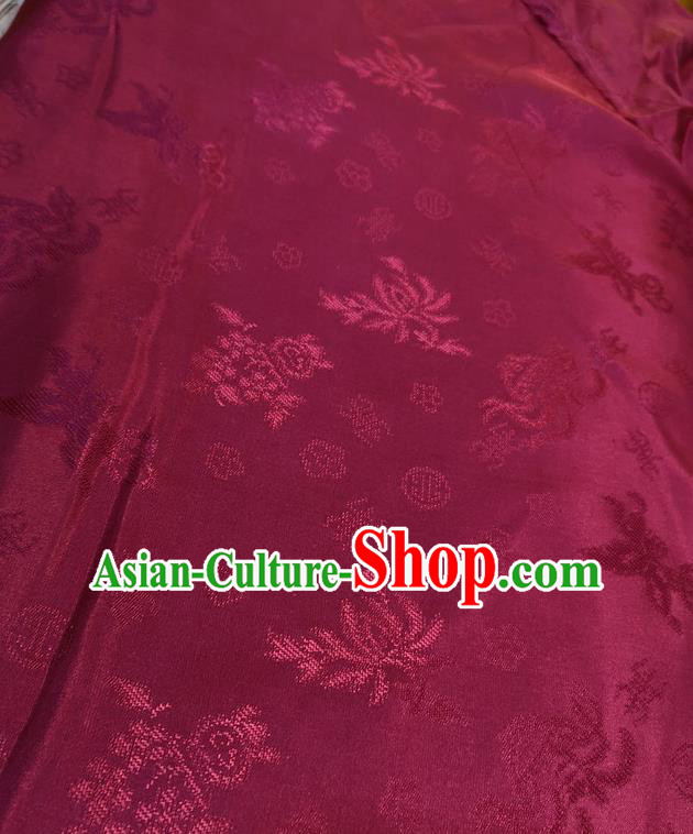 Chinese Traditional Jacquard Design Pattern Wine Red Silk Fabric Cheongsam Mulberry Silk Drapery