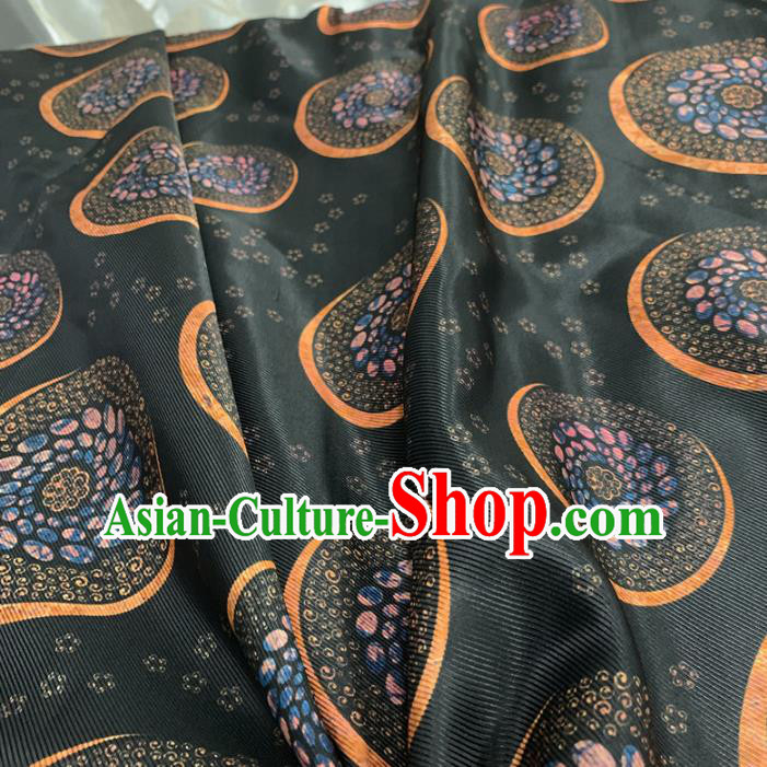 Chinese Traditional Classical Design Pattern Black Silk Fabric Cheongsam Mulberry Silk Drapery