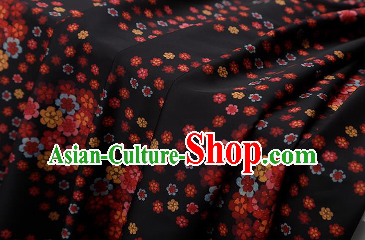 Chinese Traditional Flowers Design Pattern Black Silk Fabric Cheongsam Mulberry Silk Drapery