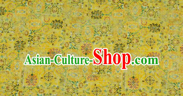 Chinese Traditional Begonia Design Pattern Yellow Ramie Fabric Cheongsam Ramee Drapery