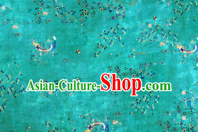 Chinese Traditional Phoenix Flowers Design Pattern Green Ramie Fabric Cheongsam Ramee Drapery