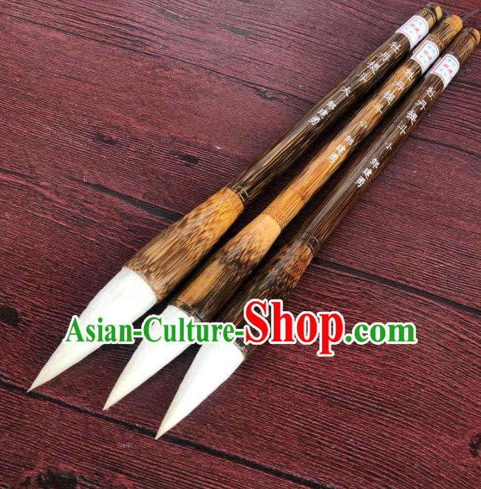 Traditional Chinese Calligraphy Weasel Hair Brush Handmade The Four Treasures of Study Brown Bamboo Writing Brush Pen