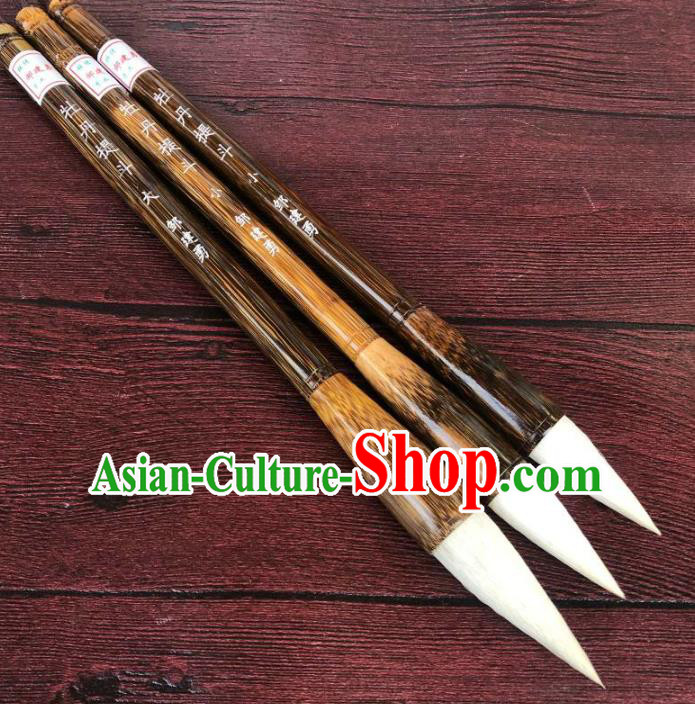 Traditional Chinese Calligraphy Weasel Hair Brush Handmade The Four Treasures of Study Brown Bamboo Writing Brush Pen
