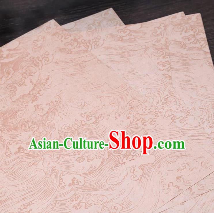 Traditional Chinese Wave Pattern Calligraphy Pink Batik Paper Handmade The Four Treasures of Study Writing Art Paper