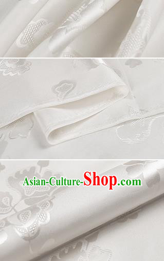 Chinese Classical Pattern Design White Silk Fabric Asian Traditional Hanfu Mulberry Silk Material