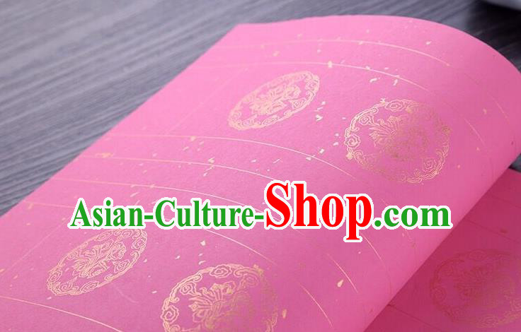 Chinese Traditional Spring Festival Couplets Calligraphy Pink Batik Paper Handmade Couplet Writing Art Paper